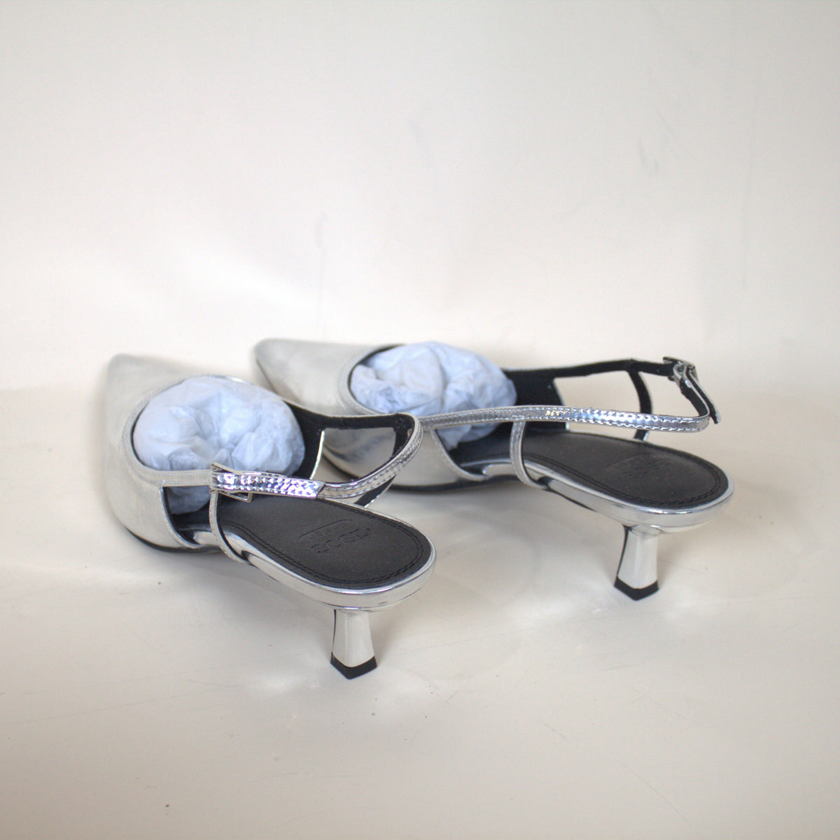 ASOS Design Silver Metallic Kitten Heels