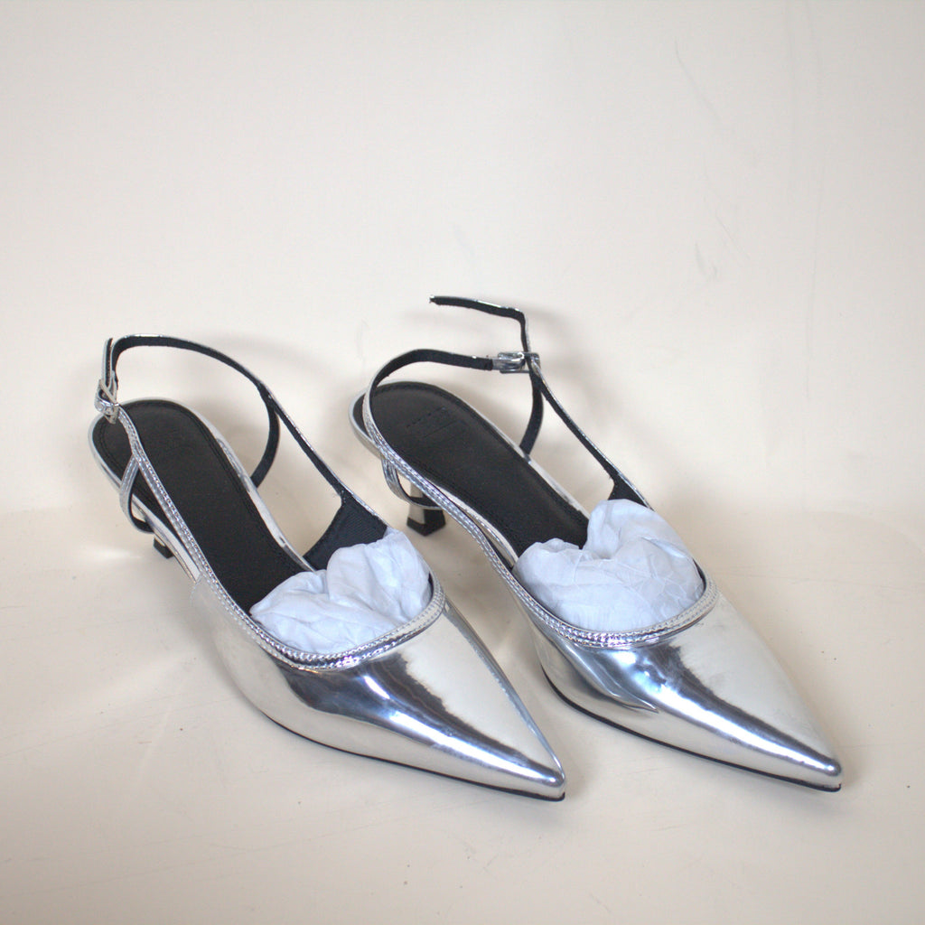 ASOS Design Silver Metallic Kitten Heels