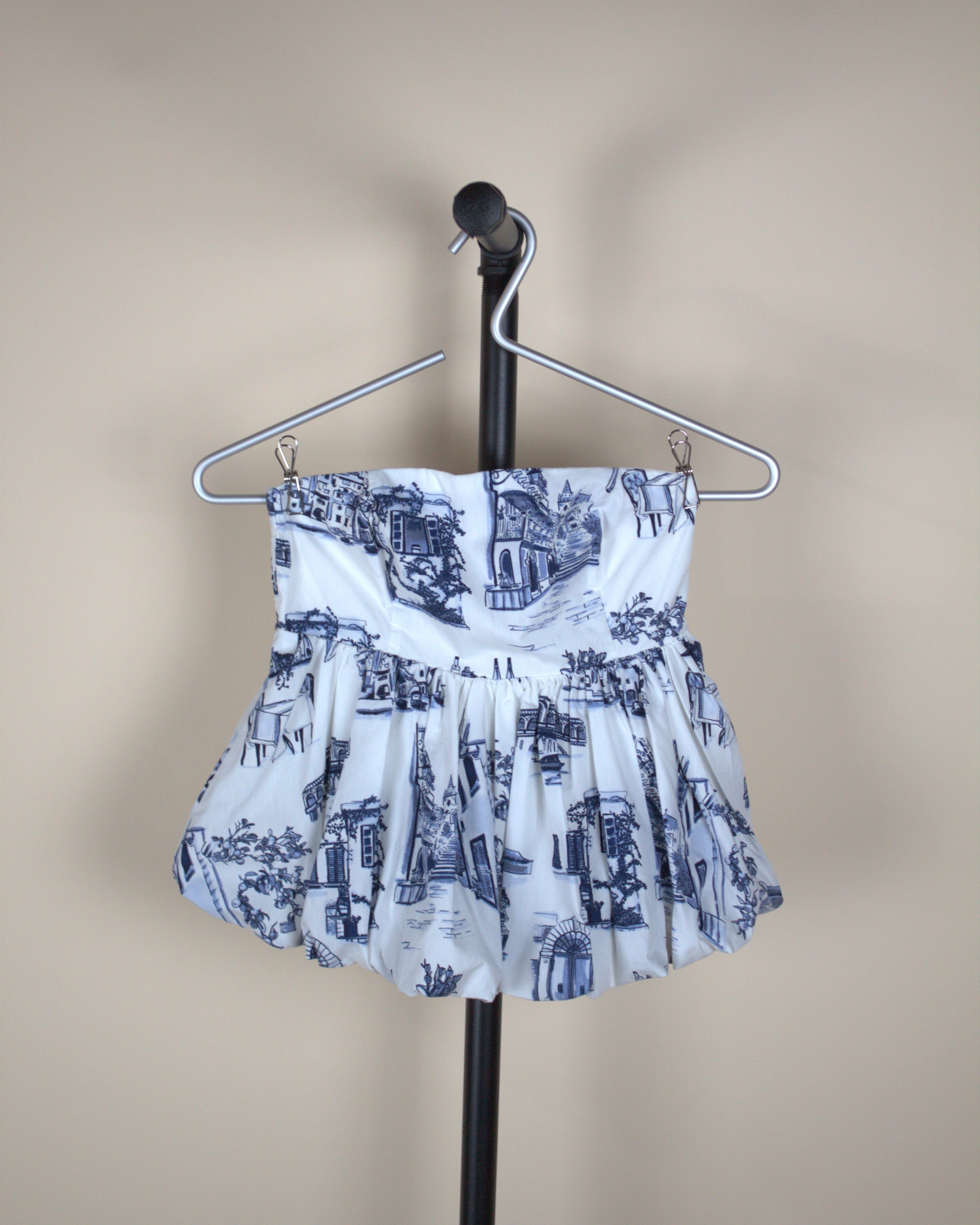 Abercrombie Blue & White Strapless Top