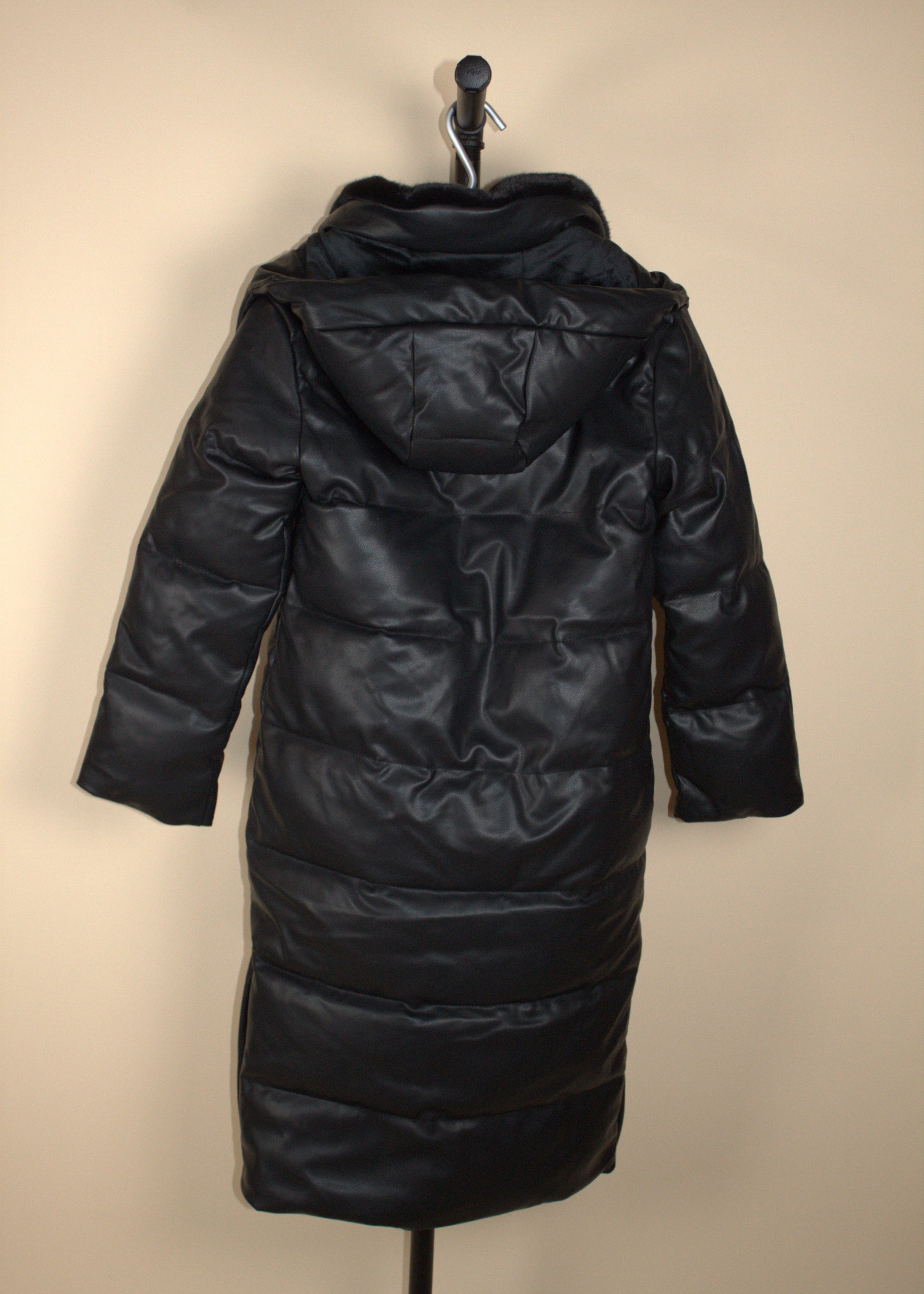 Abercrombie & Fitch Black Vegan Leather Long Puffer Jacket (New with Tags)