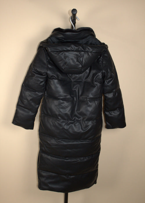 Abercrombie & Fitch Black Vegan Leather Long Puffer Jacket (New with Tags)