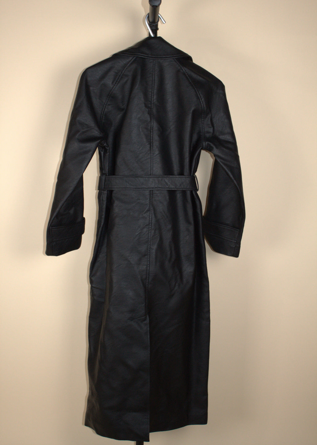 Abercrombie & Fitch Black Vegan Leather Trench Coat