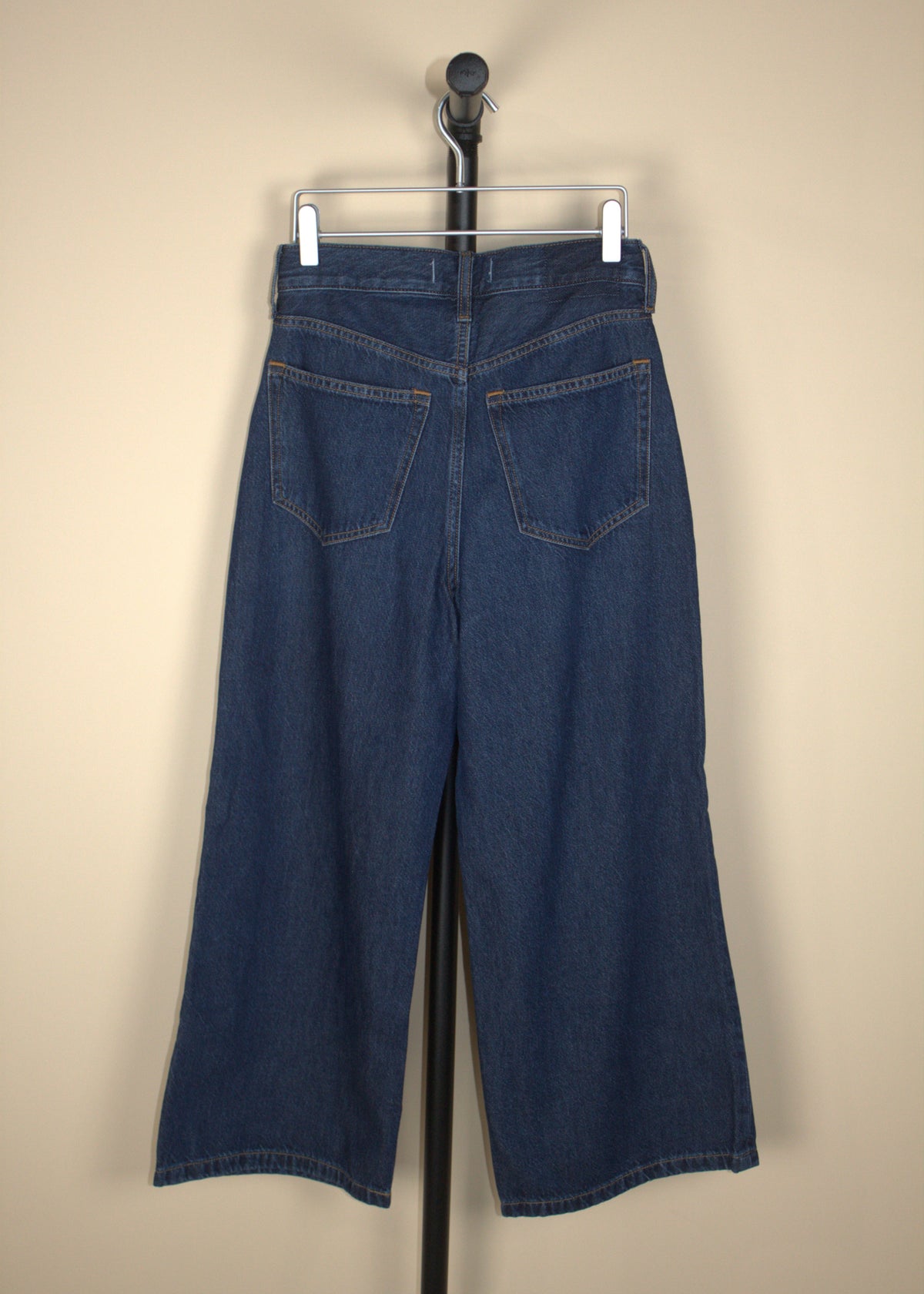 Abercrombie The Crop Wide Leg High Rise Dark Wash