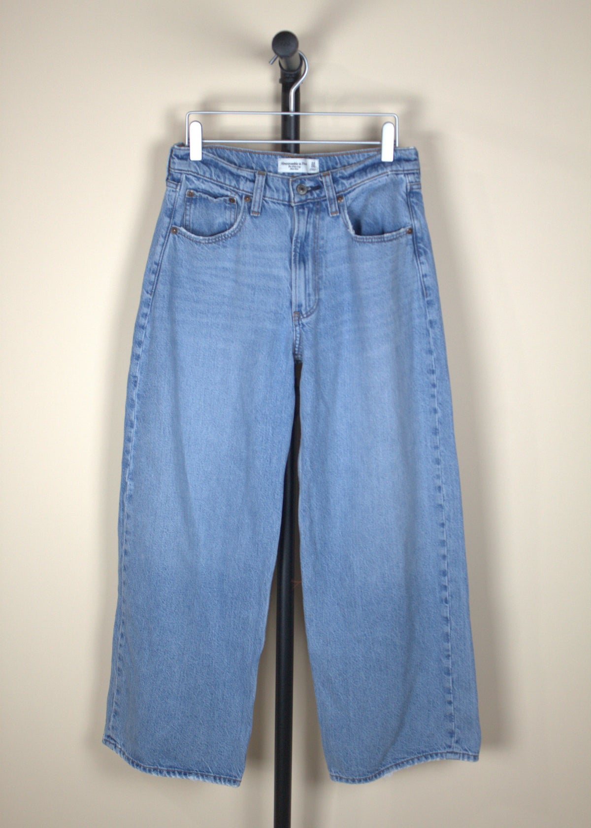 Abercrombie The Wide Leg Mid Rise Light Wash