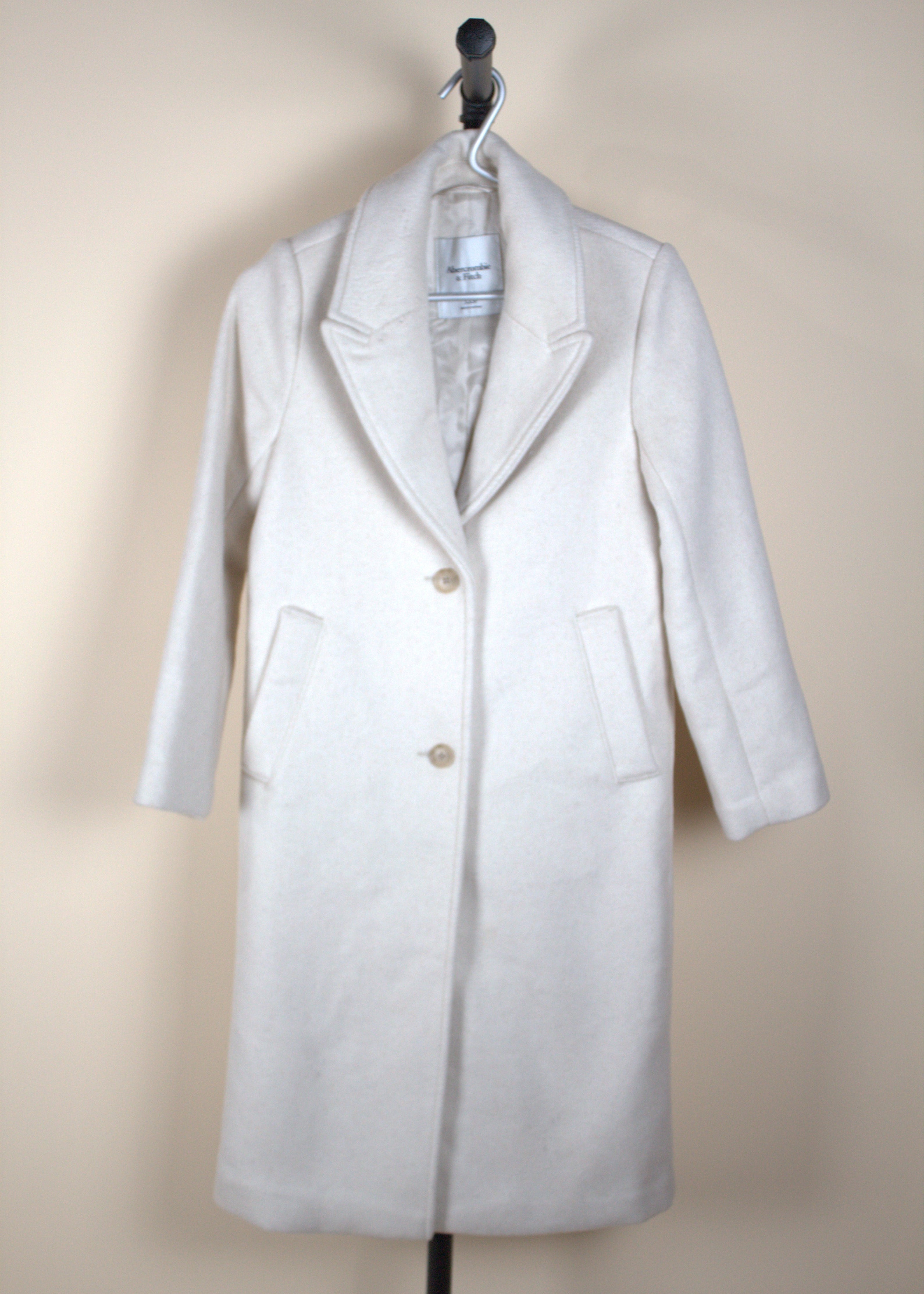 Abercrombie & Fitch White Tailored Long Coat