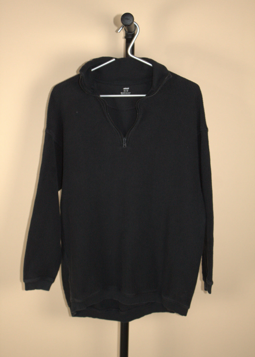 Aerie Black Waffle Knit Pullover