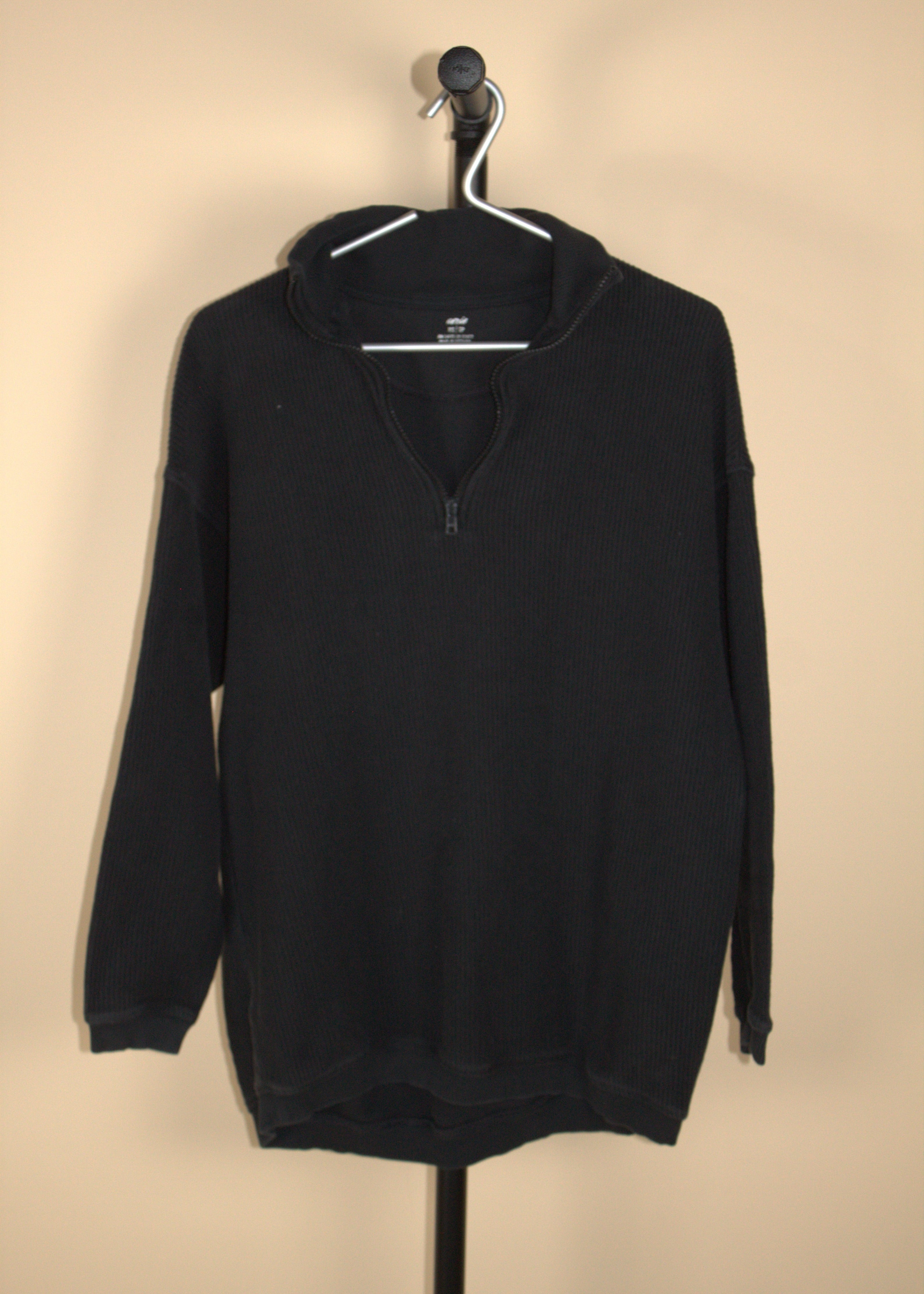 Aerie Black Waffle Knit Pullover