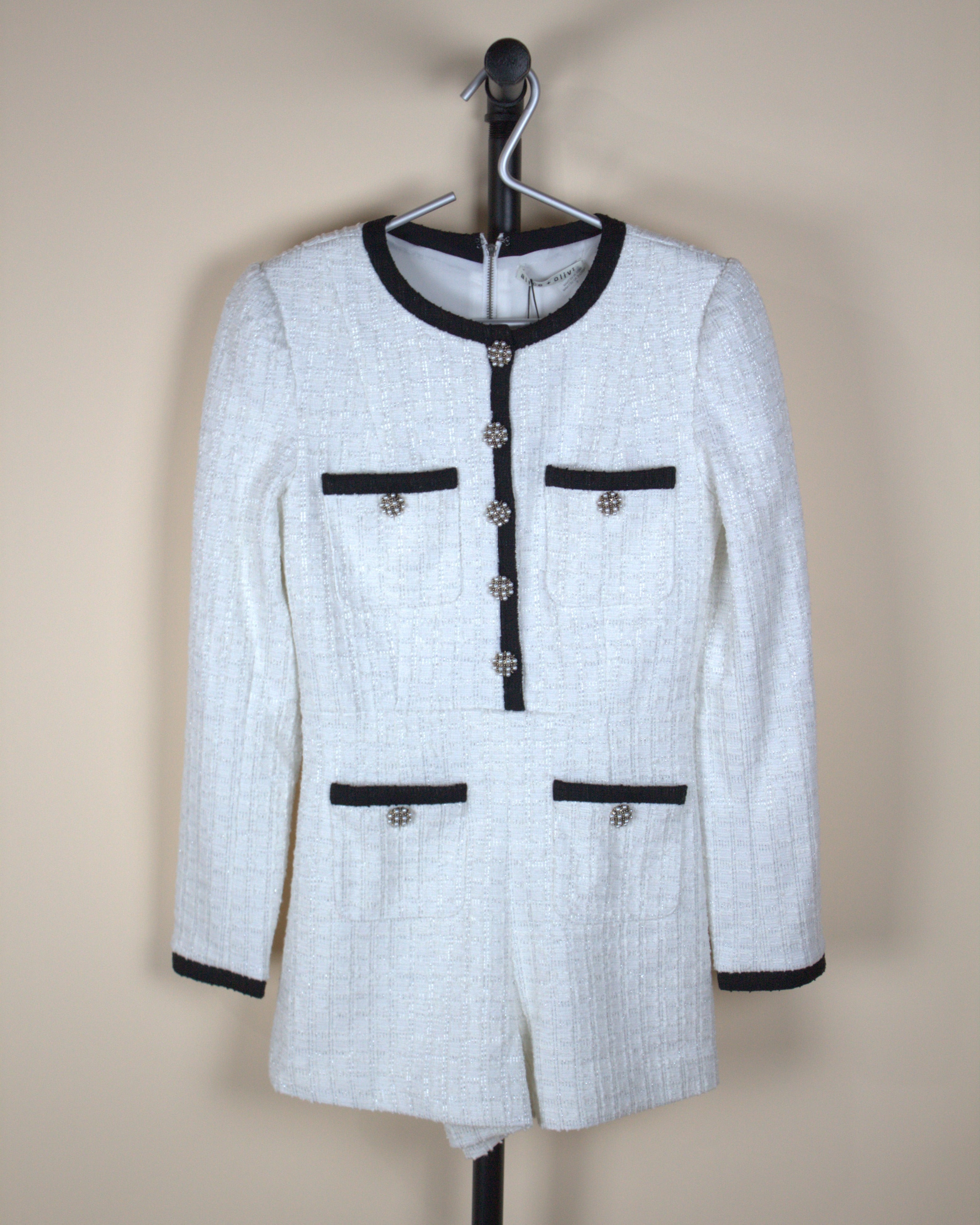 Alice + Olivia Shiloh Button Front Patch Pocket Romper (New with Tags)