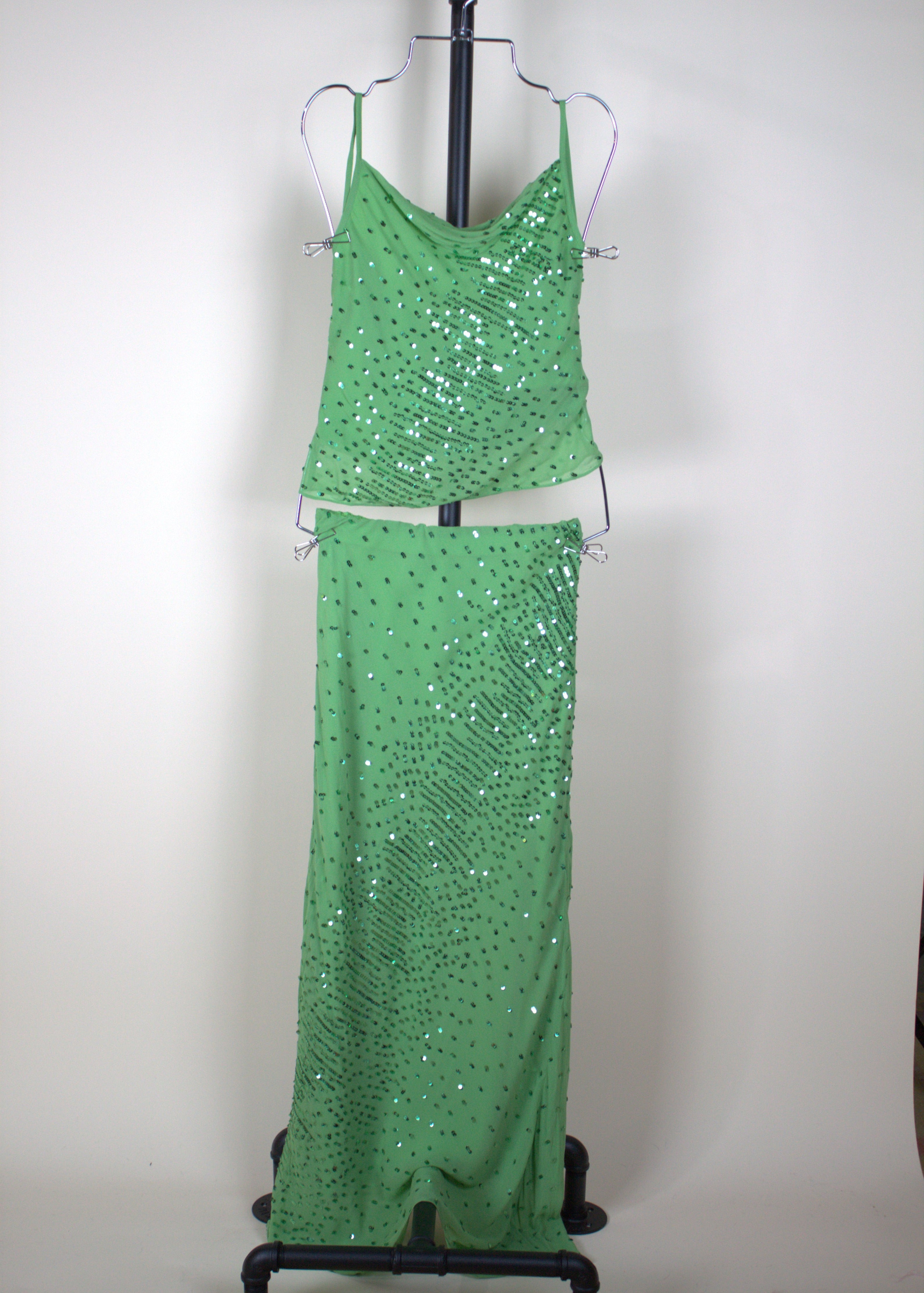 Amanda Uprichard Noella Sequin Chiffon Midi Skirt In Green