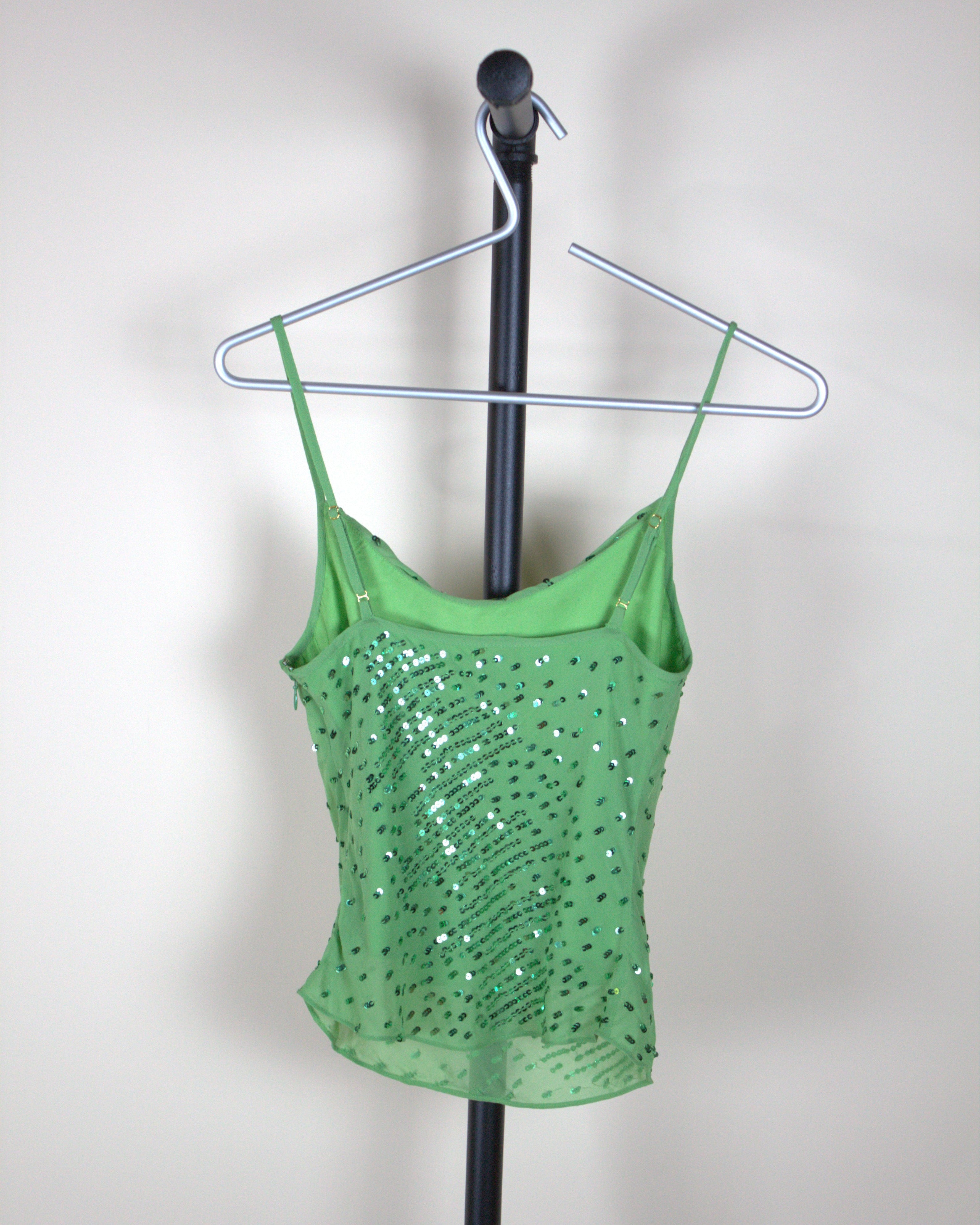 Amanda Uprichard Noella Spaghetti Strap Top In Green