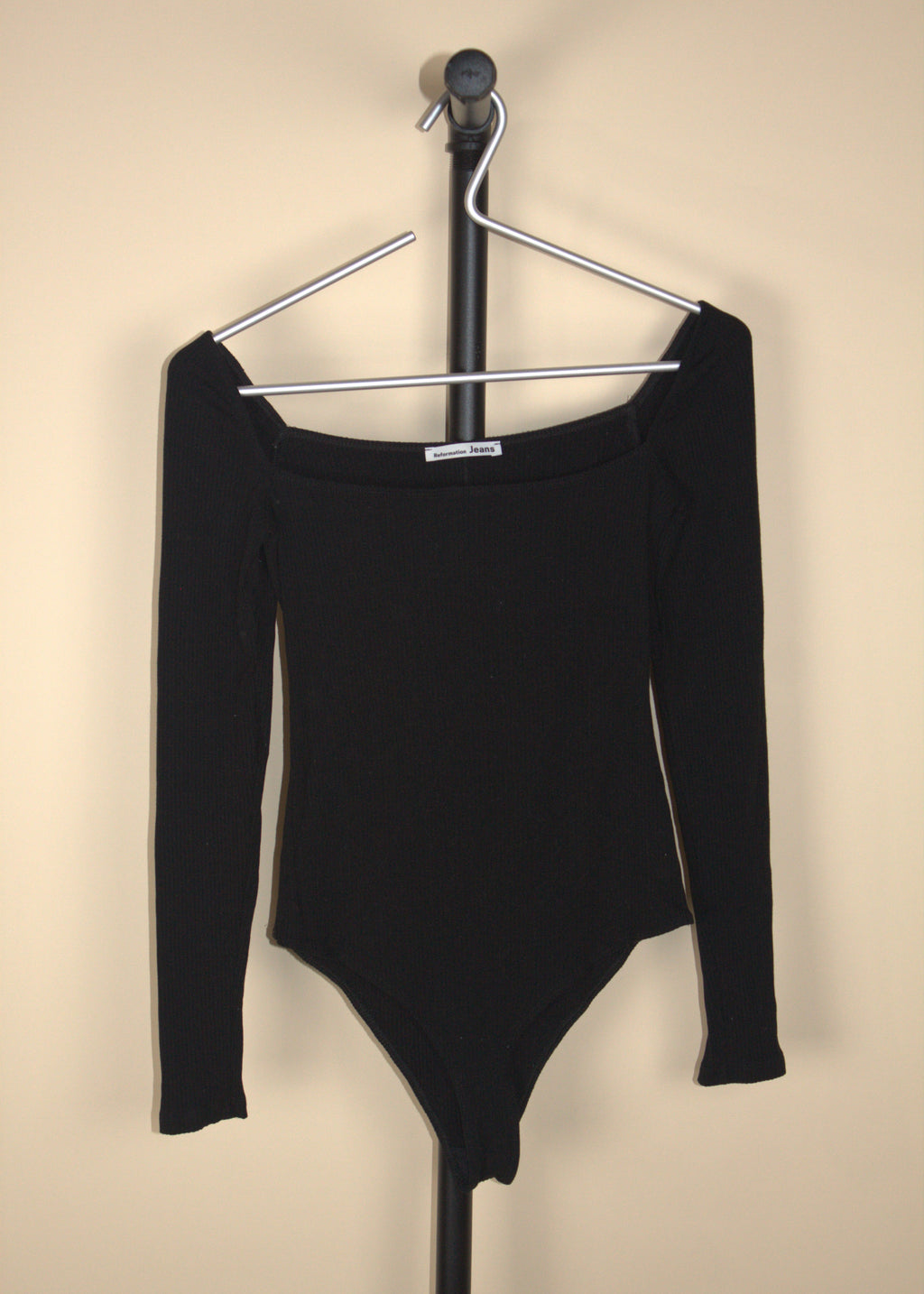 Reformation Black Ribbed Bodysuit