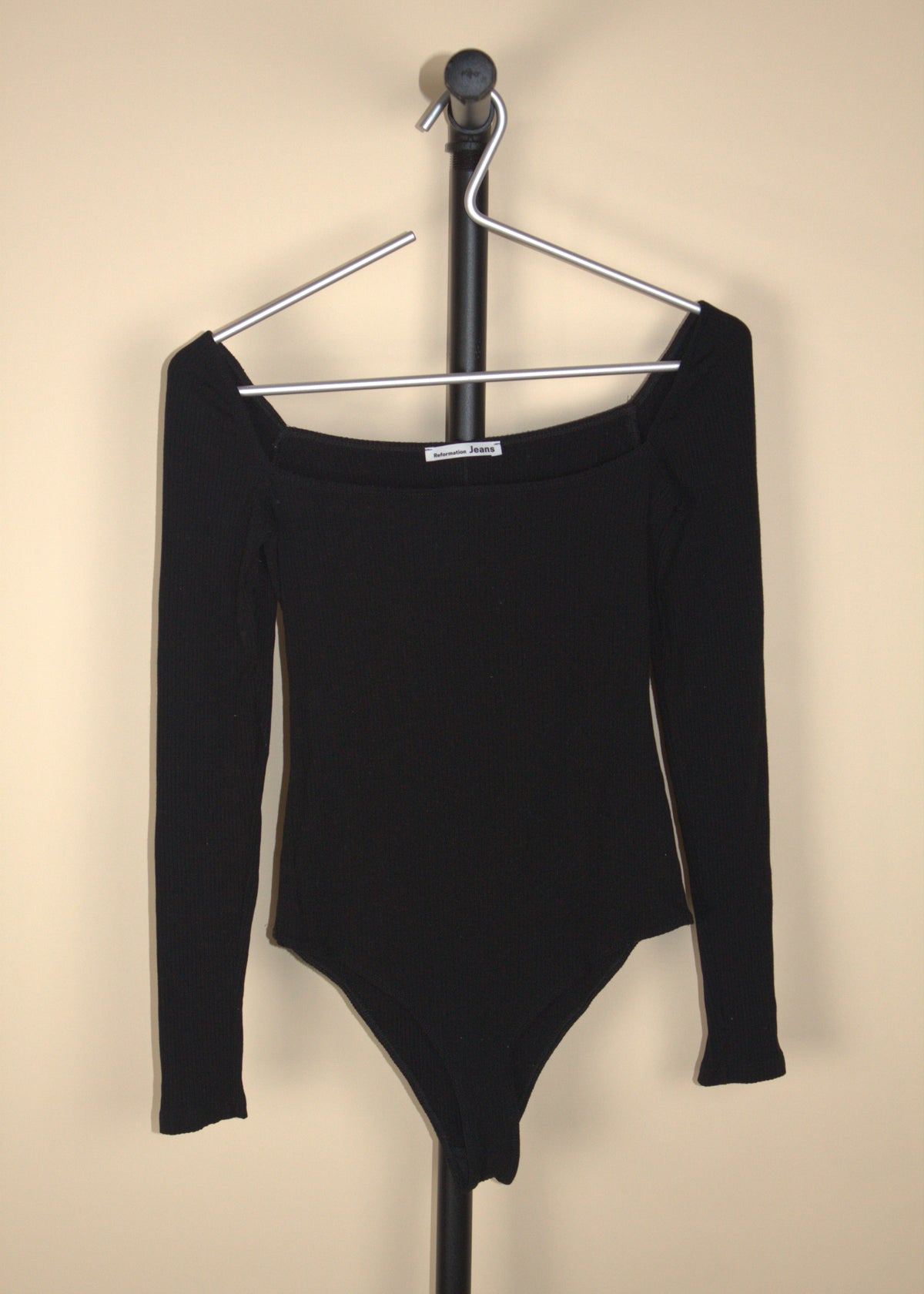 Reformation Black Ribbed Bodysuit
