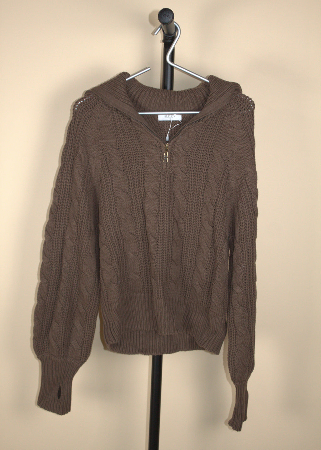 Grey Bandit Brown Cable Knit Sweater