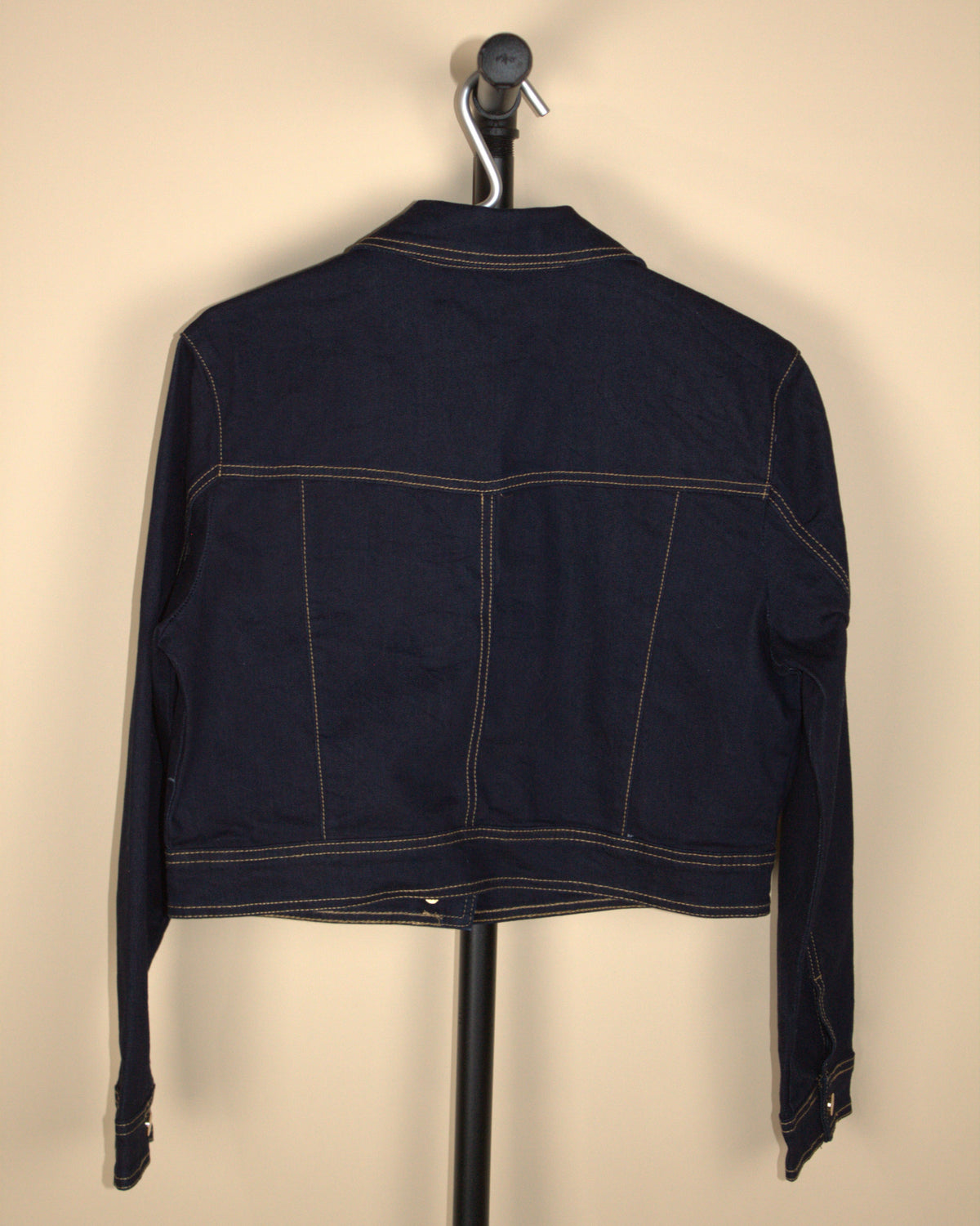 Karen Millen Petite Indigo Denim Contrast Stitch Detail Zip Through Jacket (New with Tags)