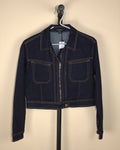 Karen Millen Petite Indigo Denim Contrast Stitch Detail Zip Through Jacket (New with Tags)