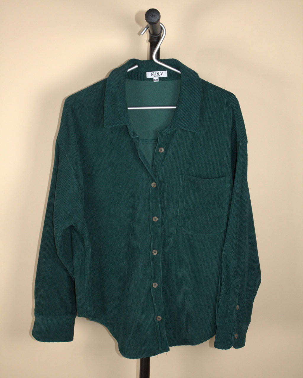 Grey Bandit Dark Green Cord Button Up