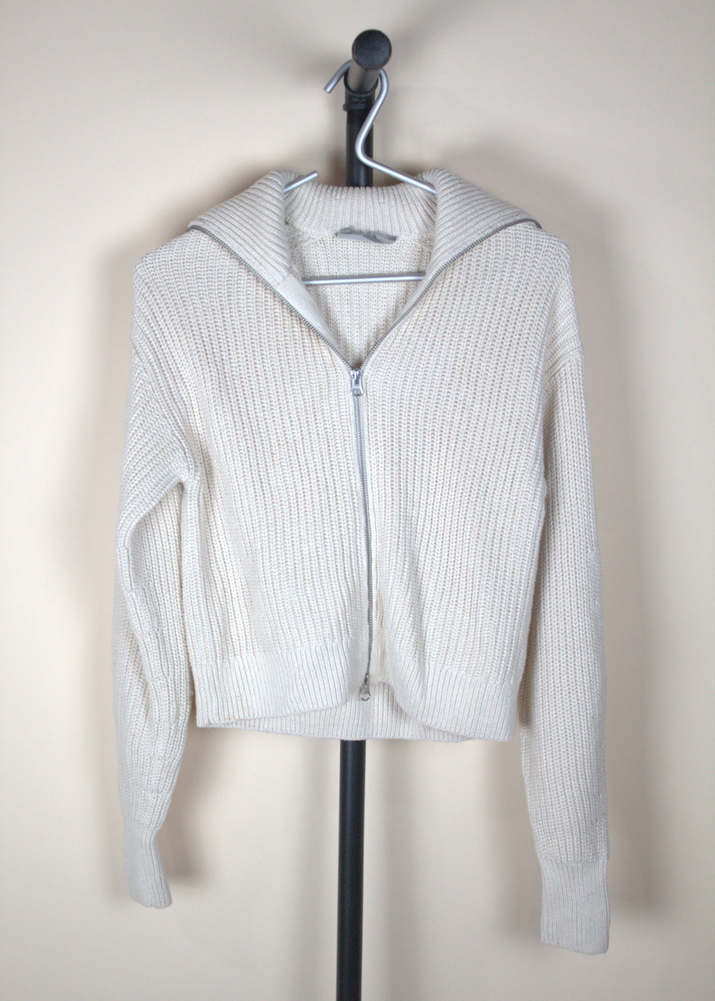Everlane Cream Zip Up Sweater