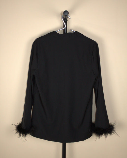 12th Tribe Black Blazer with Feathers