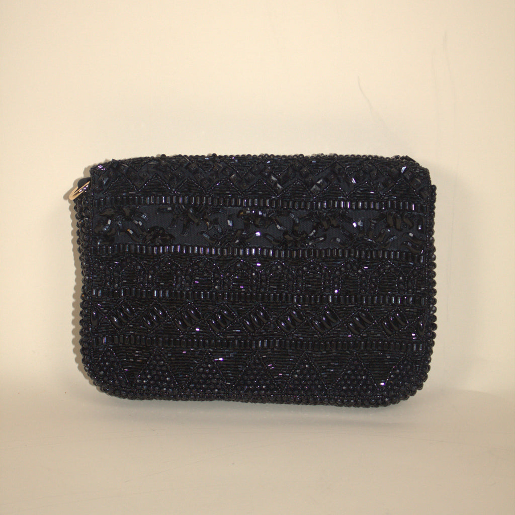 Lulus Black Beaded Clutch with Removable Strap