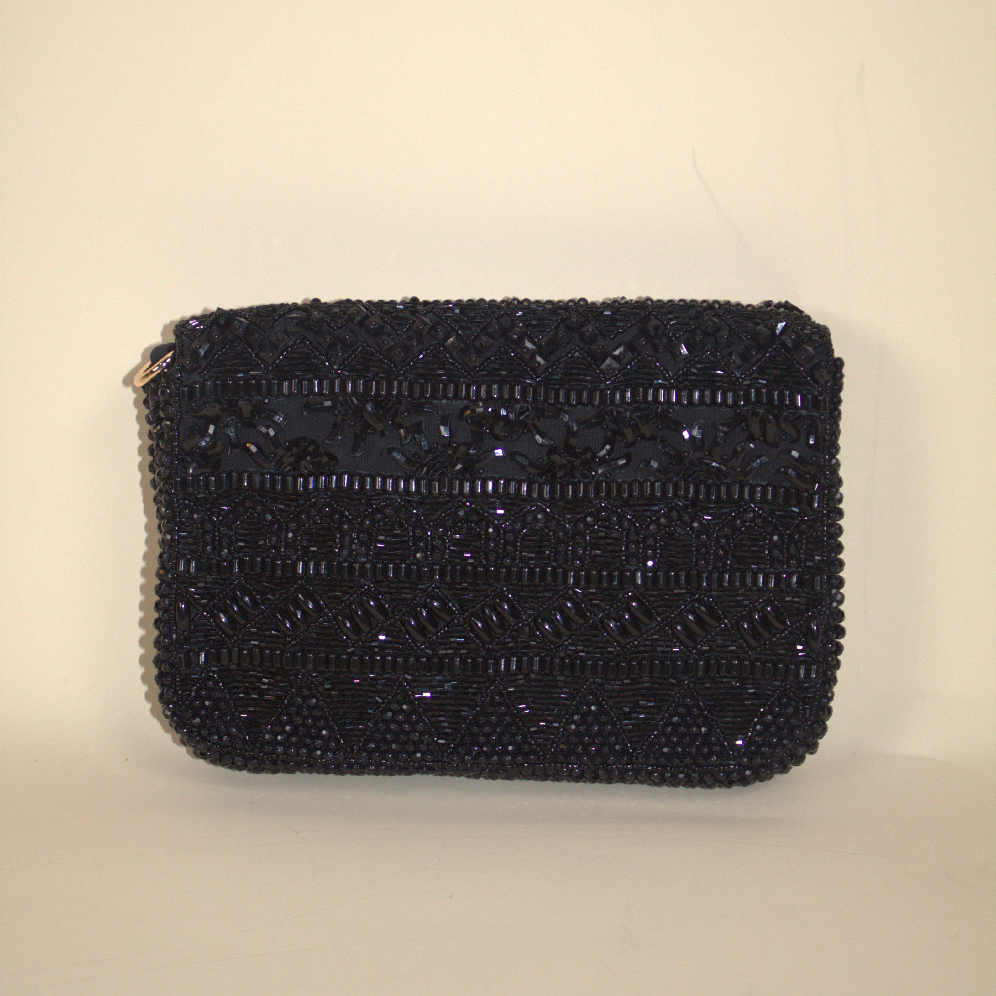 Lulus Black Beaded Clutch with Removable Strap