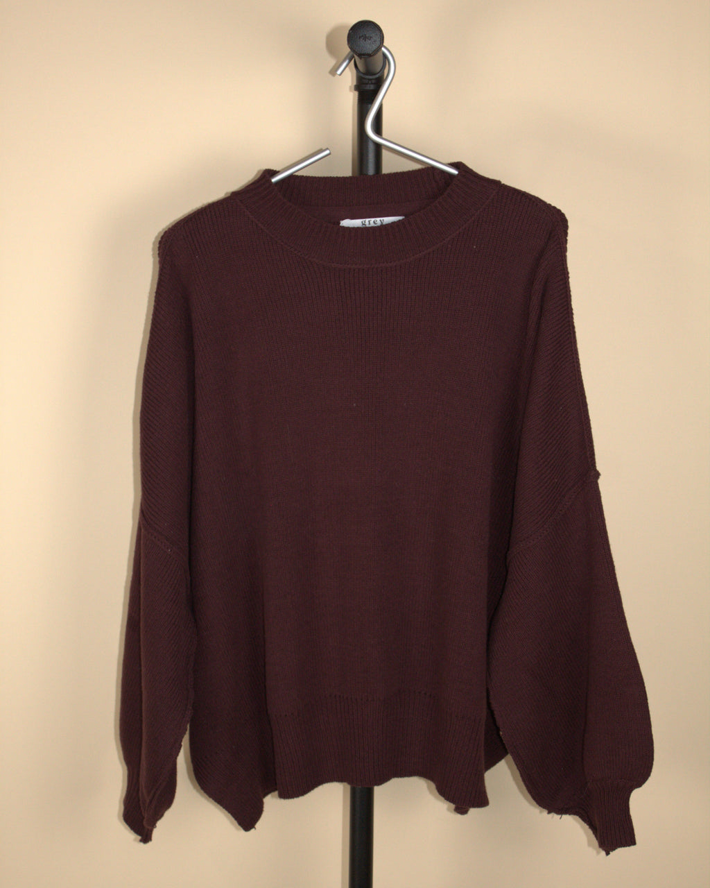 Grey Bandit Maroon Oversized Sweater