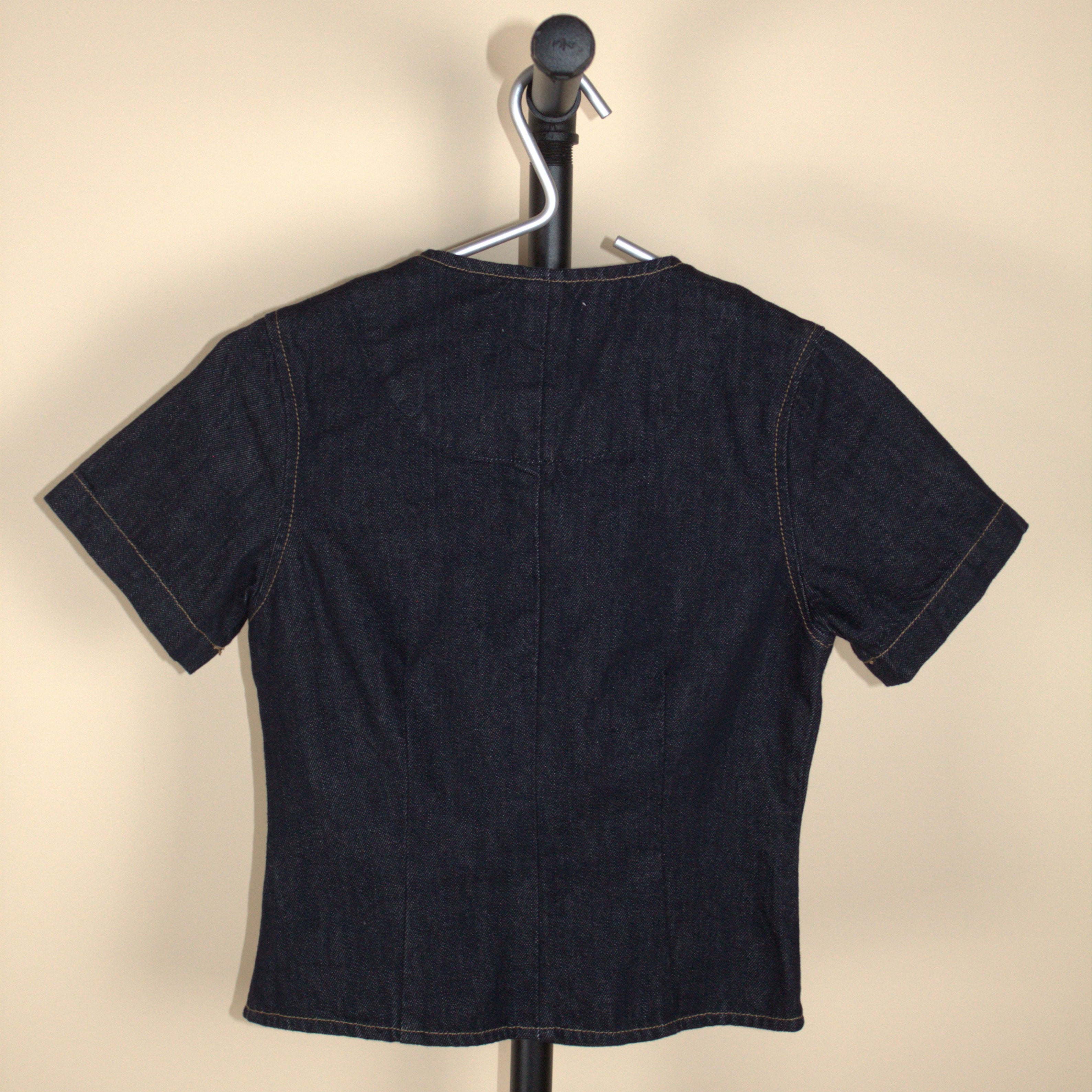 Meshki Bethany Short Sleeve Buttoned Denim Top