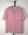 Pink Embroidered Button Up Top