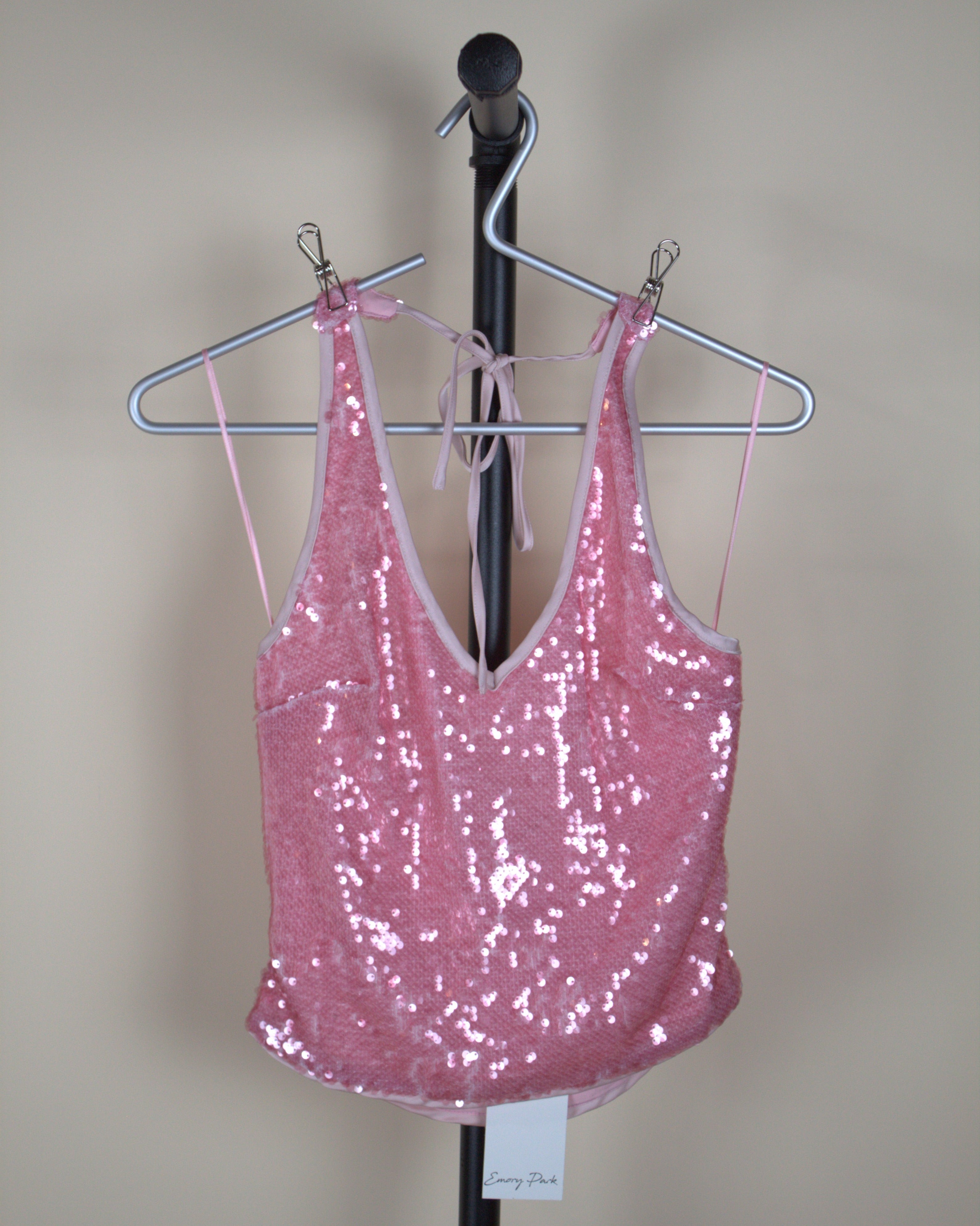 Emory Park Pink Sequin Halter Top (New with Tags)