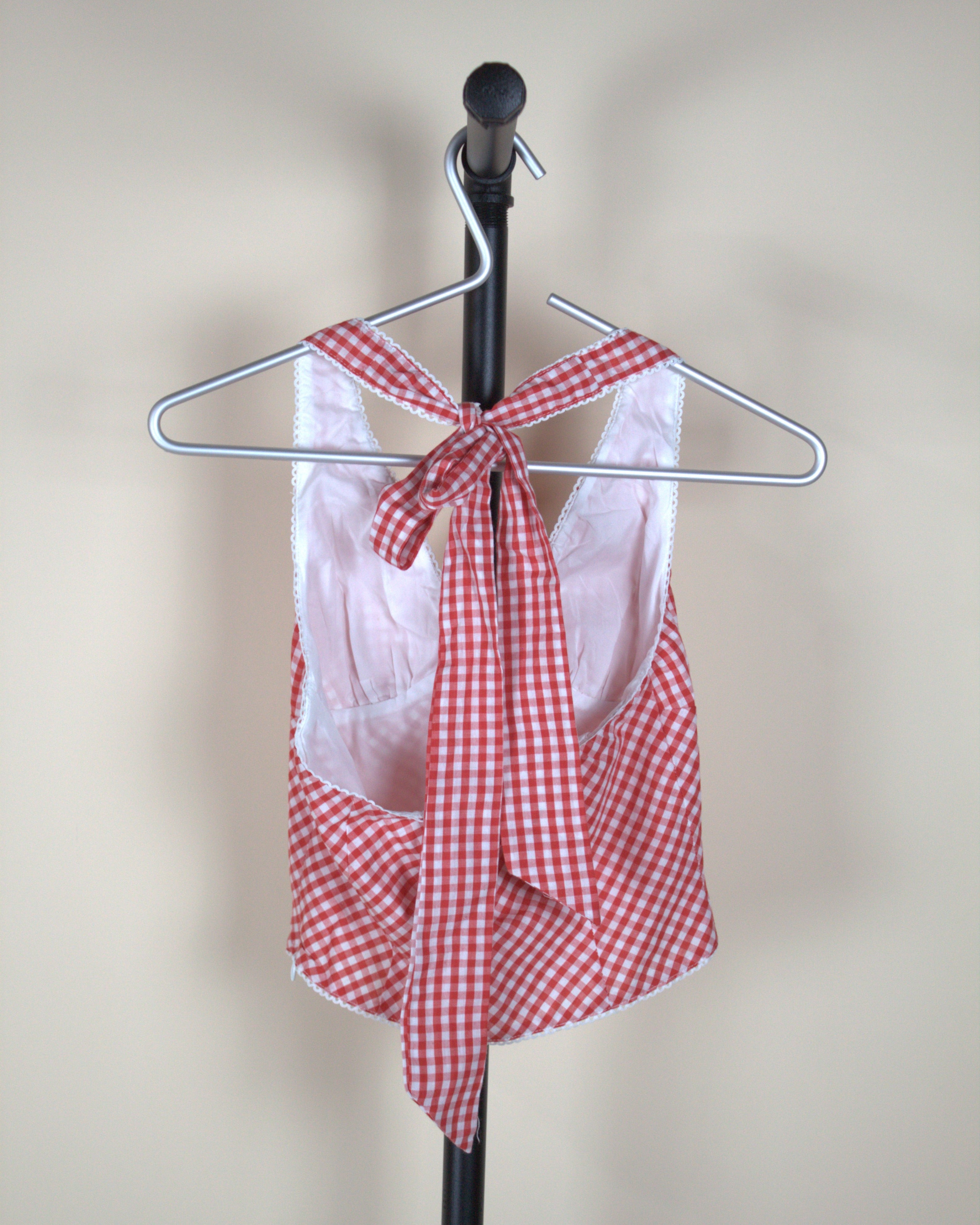 Cotton Candy LA Red Gingham Halter Top