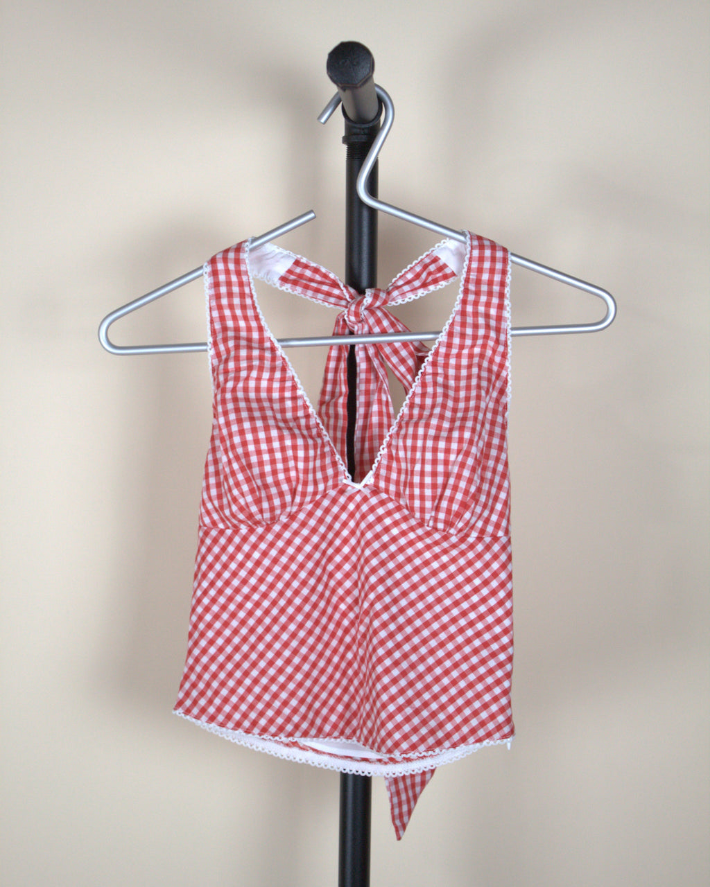 Cotton Candy LA Red Gingham Halter Top