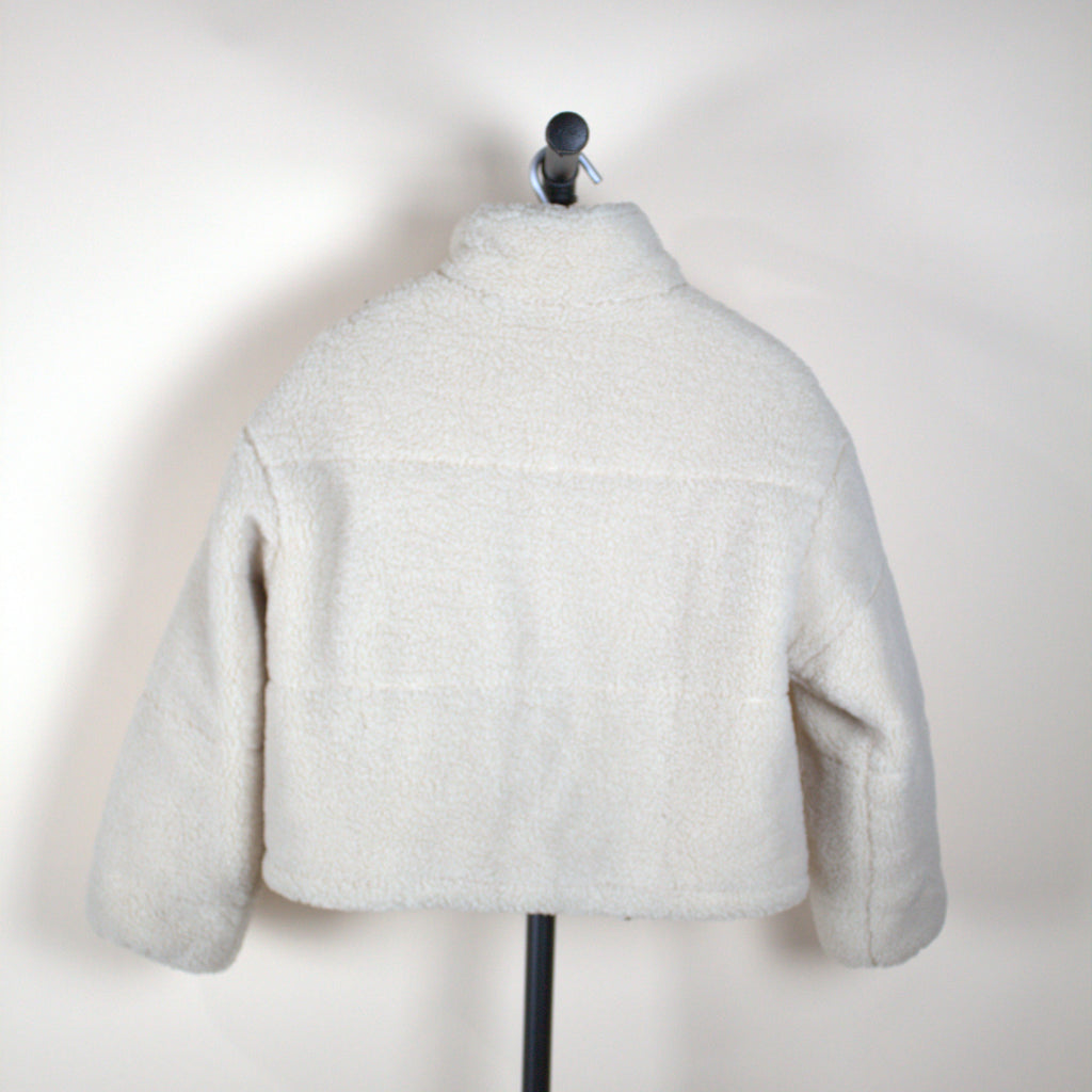 Lush White Cropped Sherpa Jacket