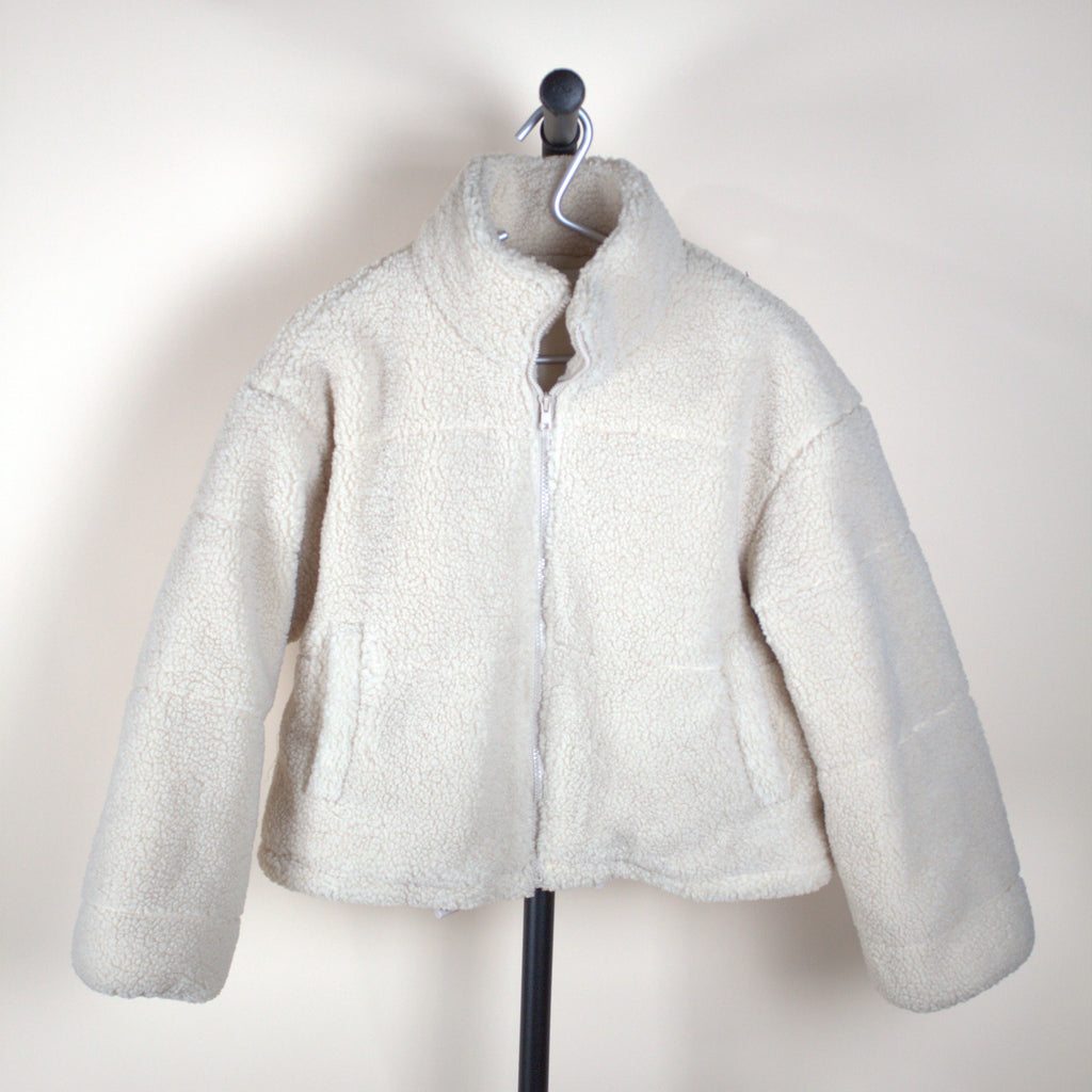 Lush White Cropped Sherpa Jacket