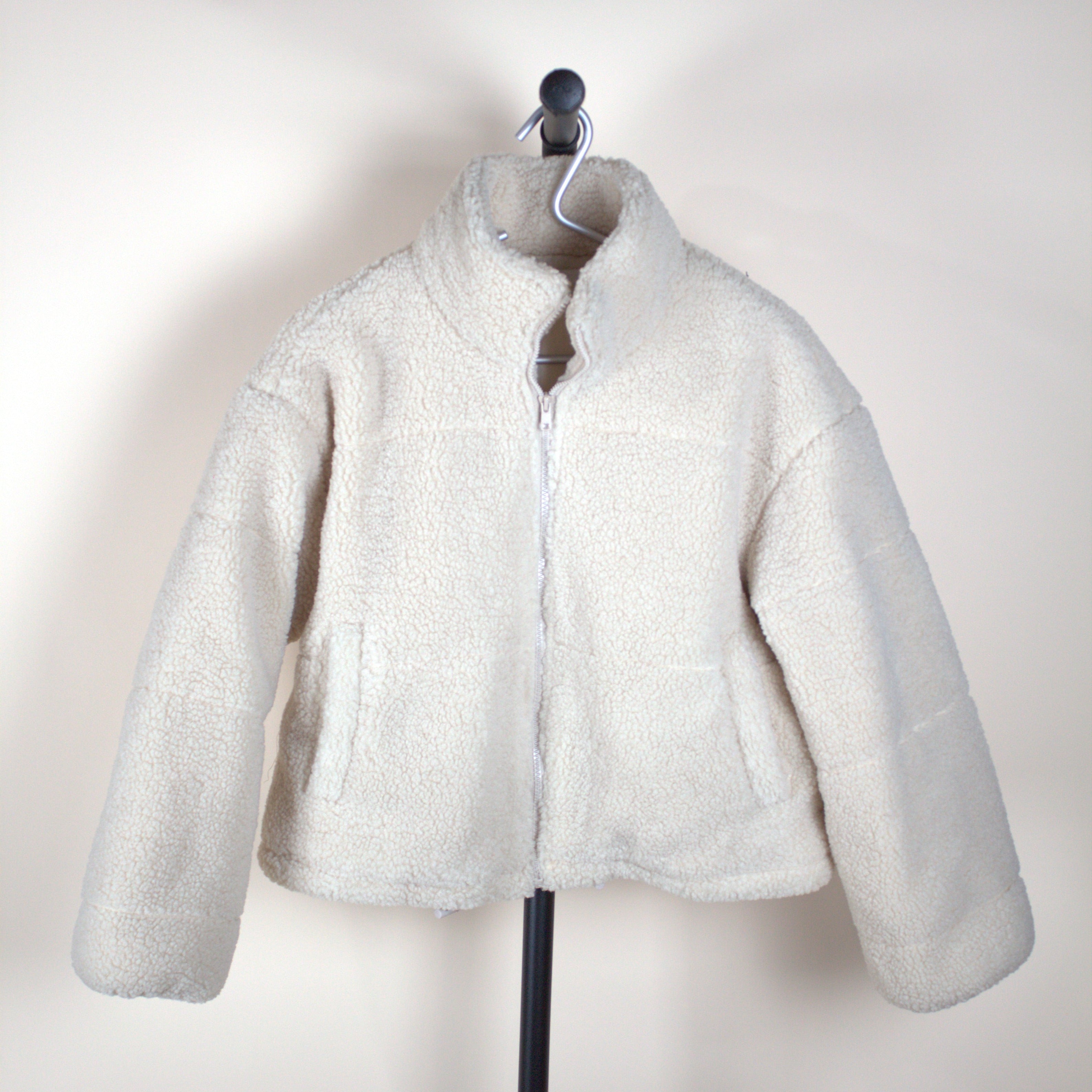 Lush White Cropped Sherpa Jacket