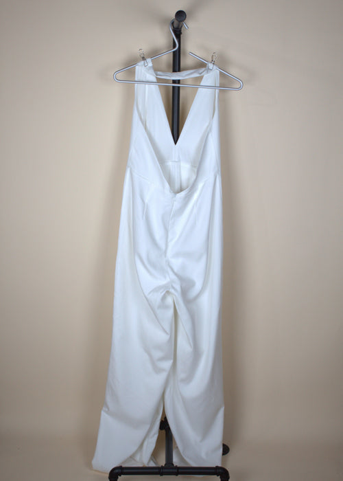 12th Tribe Astoria White Plunge Halter Tailored Jumpsuit (New with Tags)