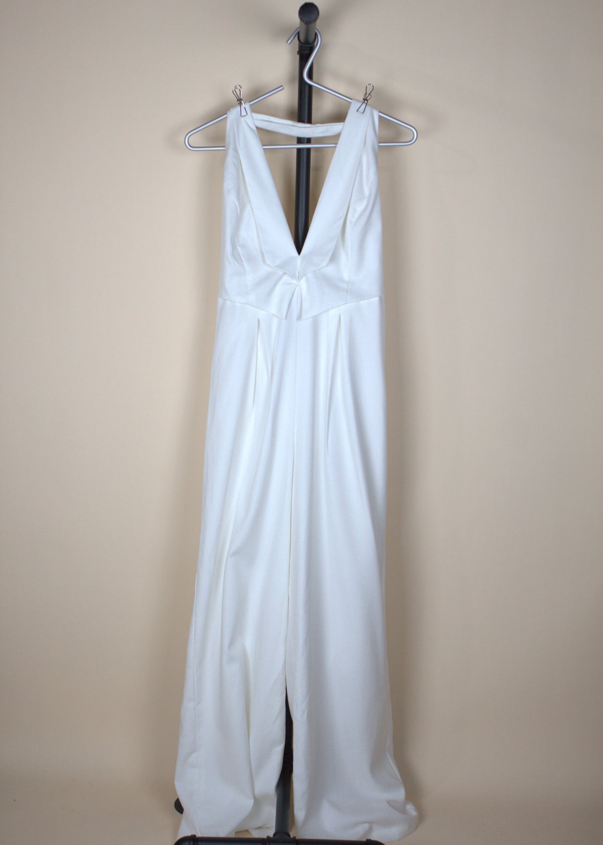 12th Tribe Astoria White Plunge Halter Tailored Jumpsuit (New with Tags)