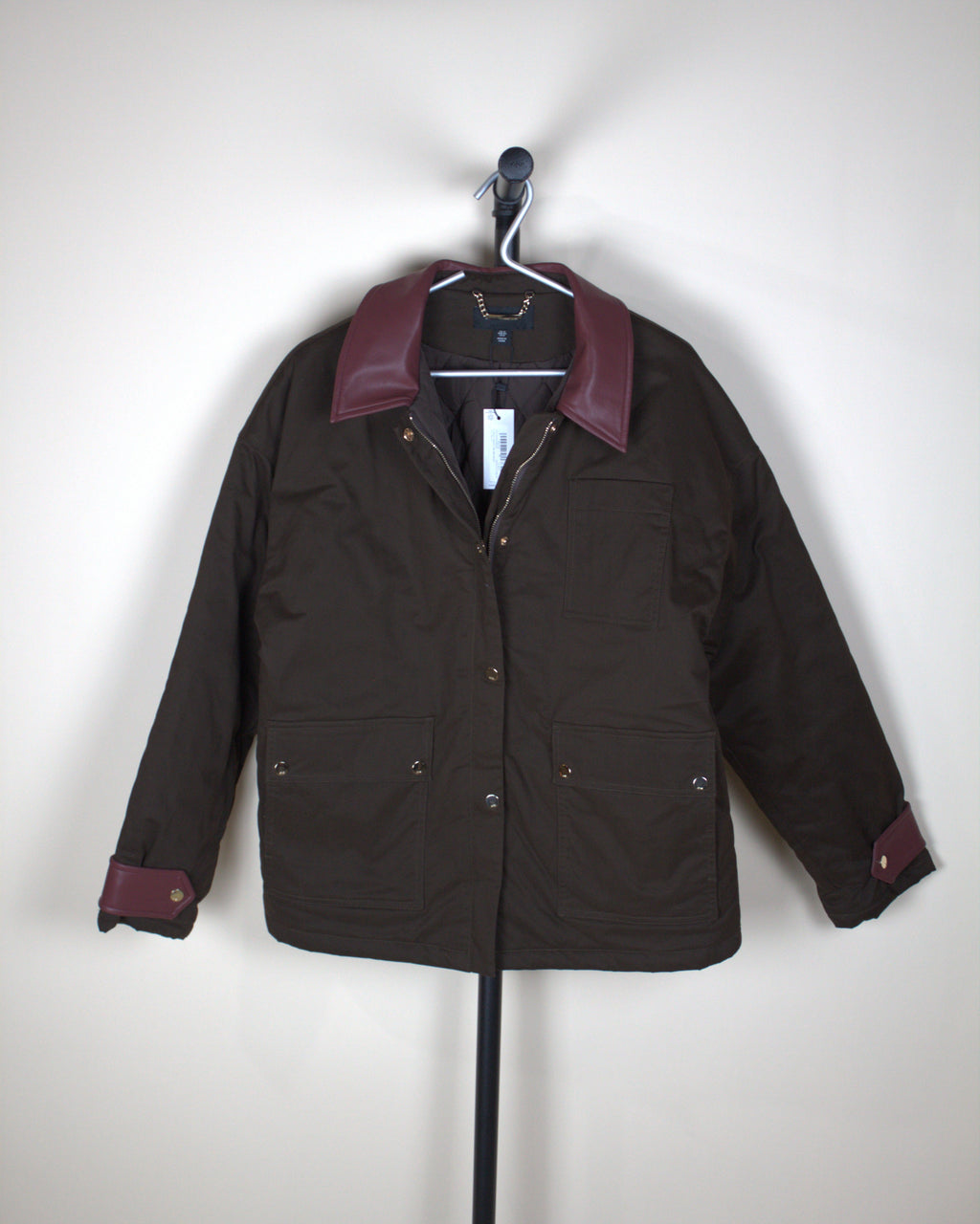 Karen Millen Quilted Contrast Collar Barn Jacket (New with Tags)