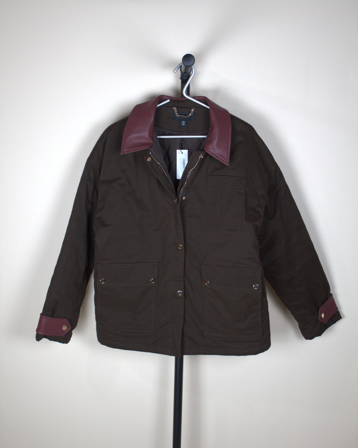 Karen Millen Quilted Contrast Collar Barn Jacket (New with Tags)